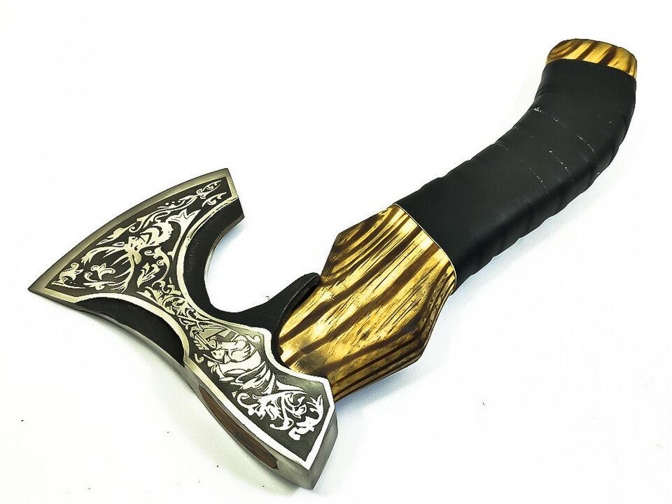 Handmade Mini Viking Hatchet | 14 Inch High Carbon Steel Laser-Etched Blade with 9 Inch Handle Viking Hatchet