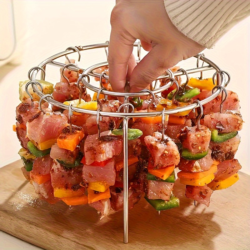Air Fryer Skewers Rack Stainless Steel Kabob Skewers for Healthy Oil-Free Cooking of Chicken & Vegetables