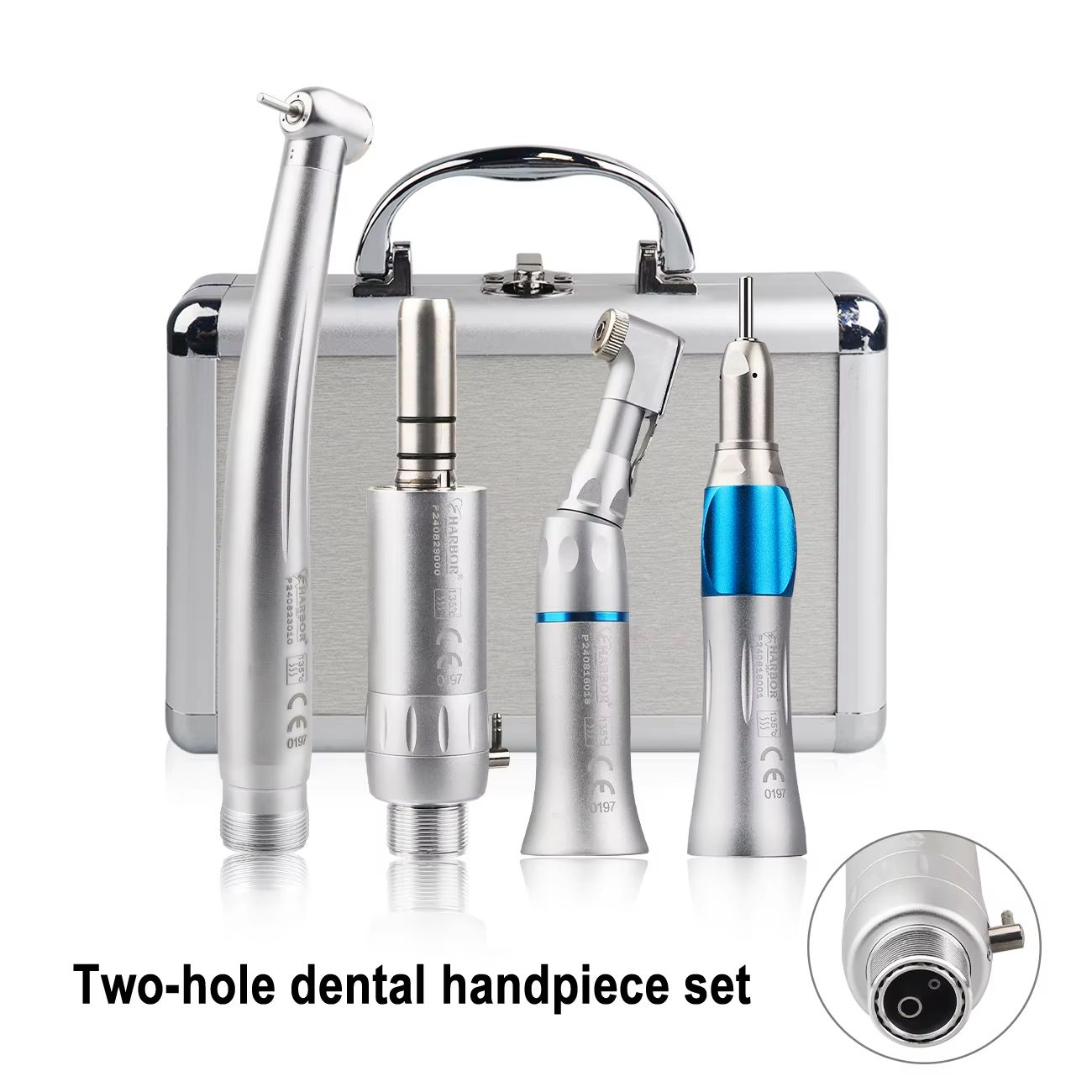 4-Piece Professional Dental Handpiece Set – High & Low Speed Air Turbine Kit with Contra Angle, Straight Handpiece, and