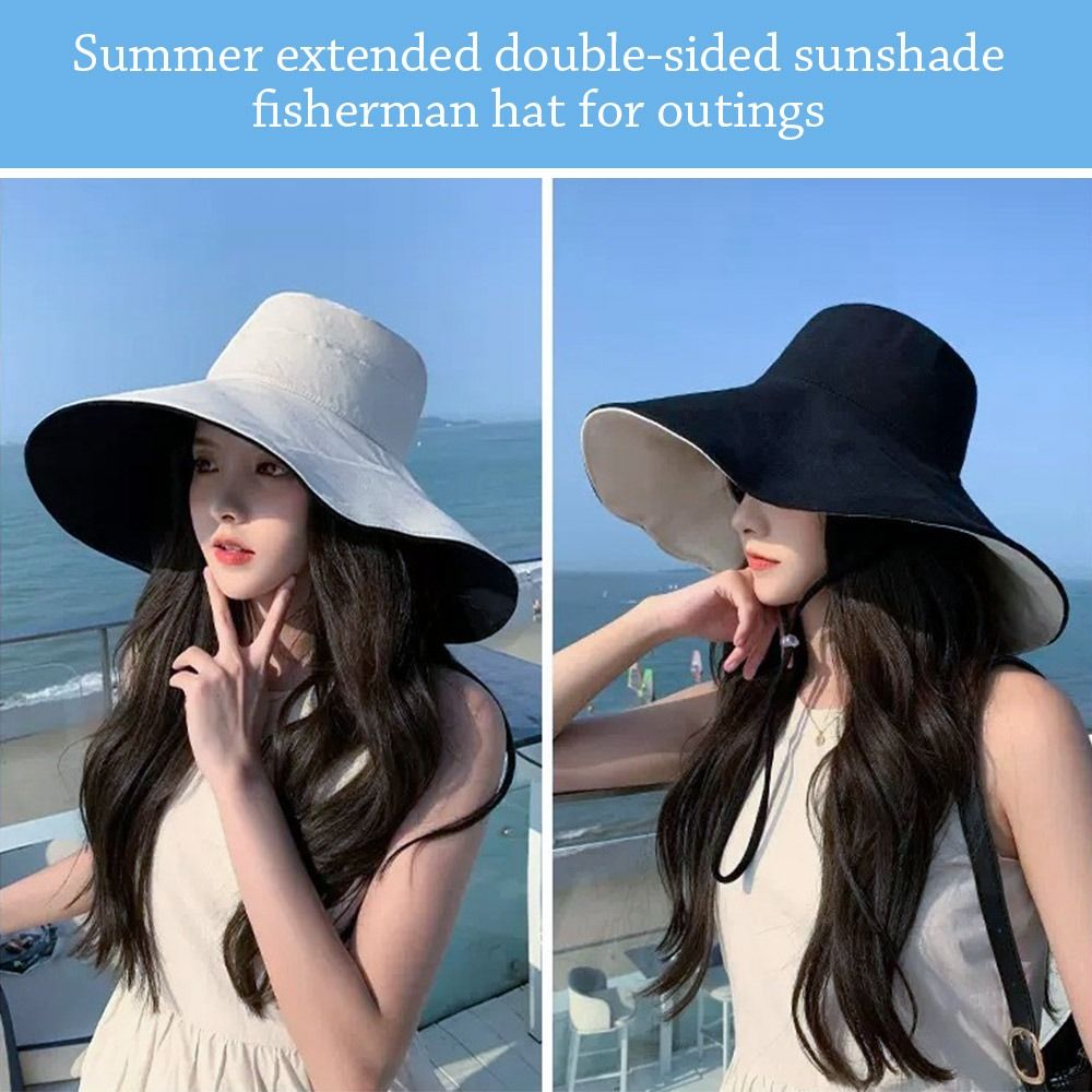 Reversible Wide Brim Bucket Hat UV Protection Foldable Summer Sun Hat