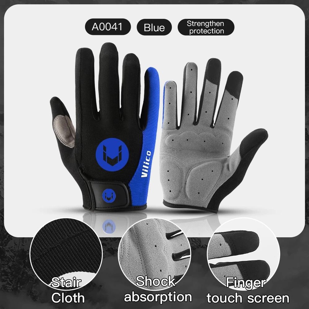 Mens Long Finger Cycling Gloves Touch Screen Non Slip