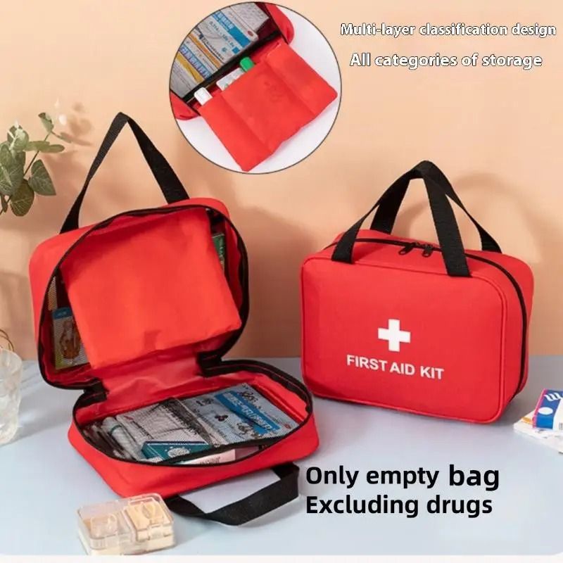 Portable First Aid Storage Pouch with Handle for Travel Camping Emergency