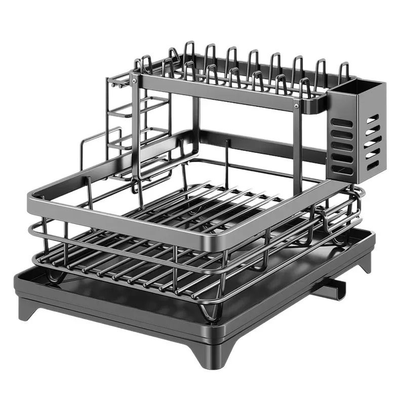 Adjustable Over Sink Dish Drying Rack Stainless Steel Kitchen Organizer