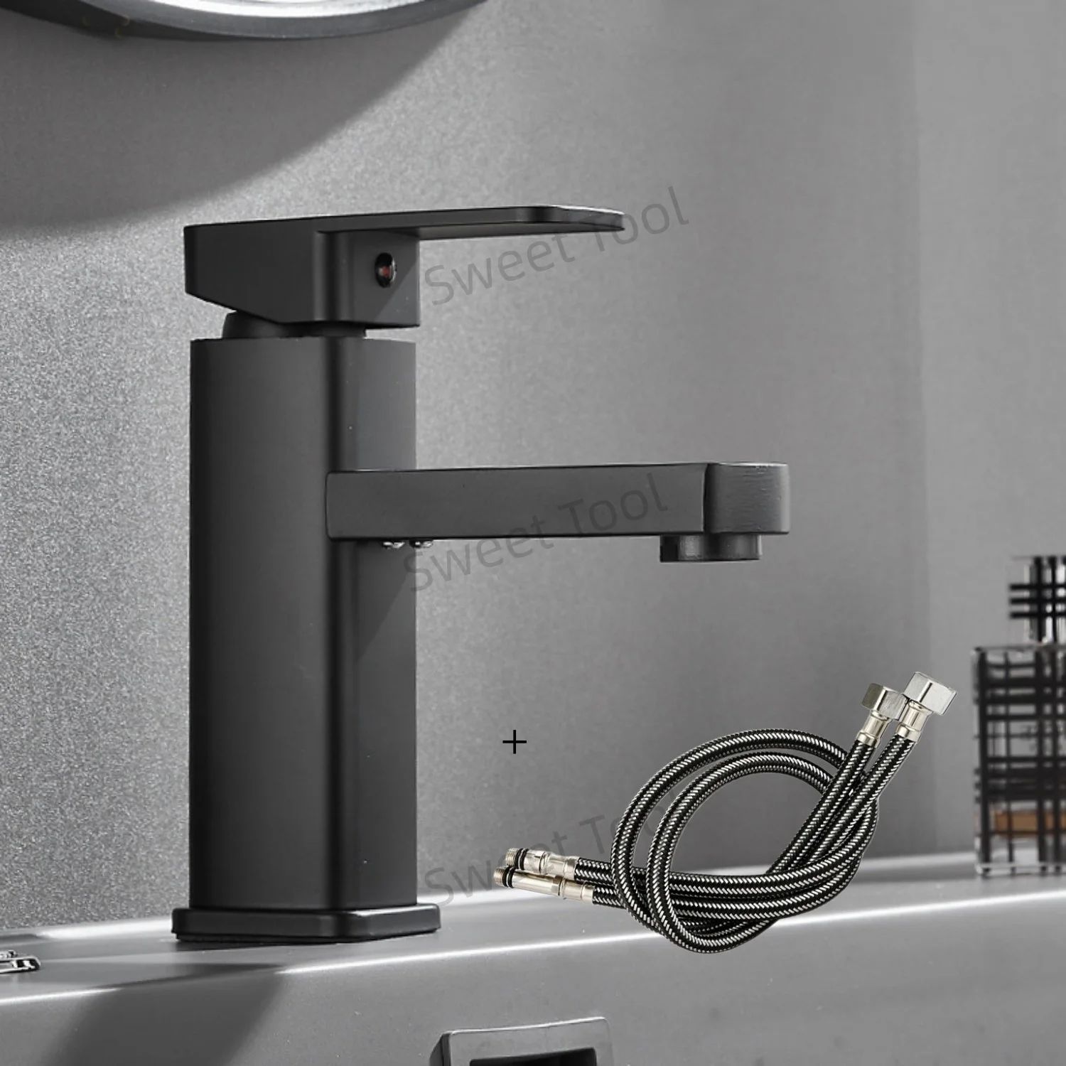 Black & Chrome Single Handle Sink Faucet