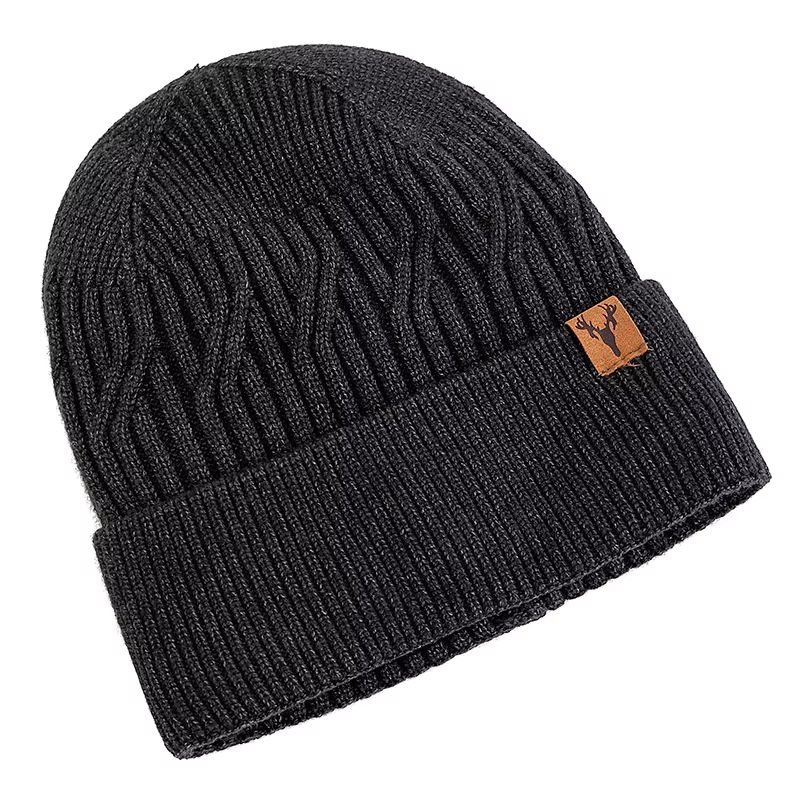 Unisex Plush Fur Lined Knitted Winter Beanie Hat for Outdoor Cold Weather