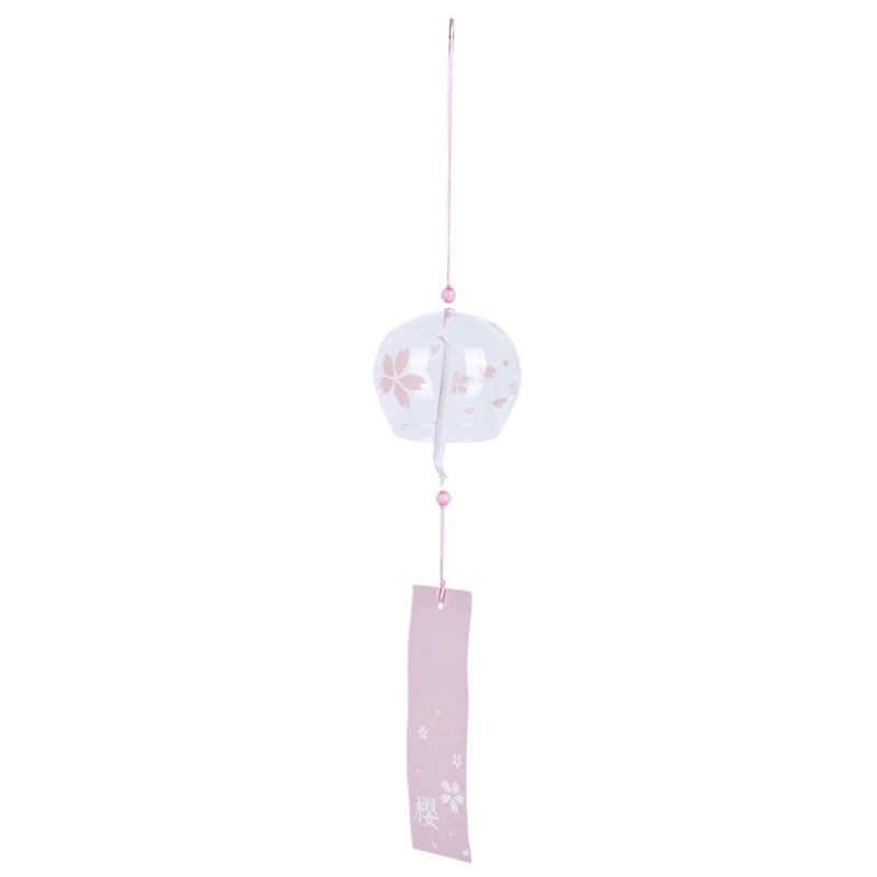 Japanese Sakura Glass Wind Chimes | Hand-Painted Cherry Blossom Hanging Craft