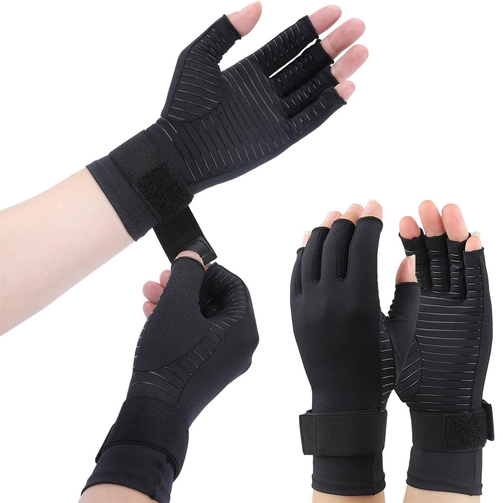 Compression Arthritis Gloves with Strap for Carpal Tunnel Relief & Typing Support