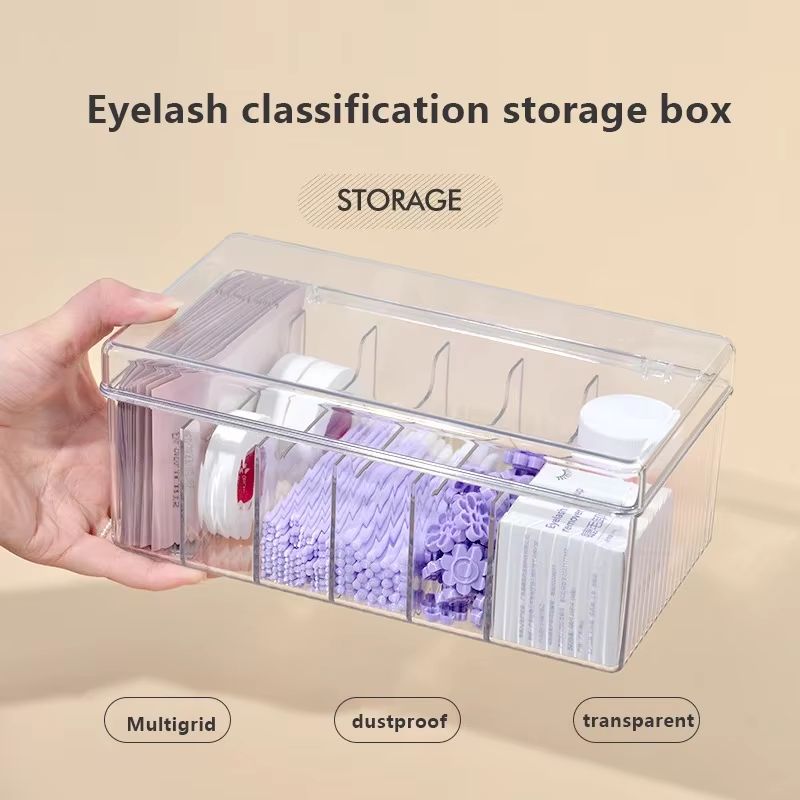 Large Eyelash Extension Storage Box with Cover – Acrylic Organizer for Lashes, Glue & Tweezers