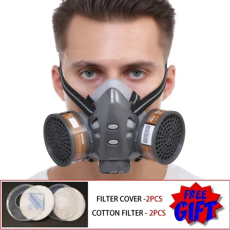 Half Face Respirator Mask with Dual Filters for Dust and Gas Protection