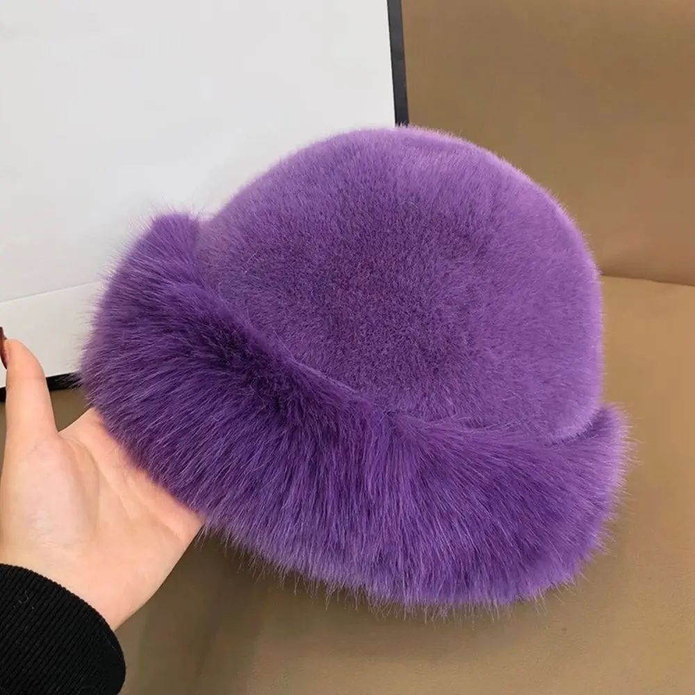 Womens Fluffy Faux Fur Winter Bomber Hat