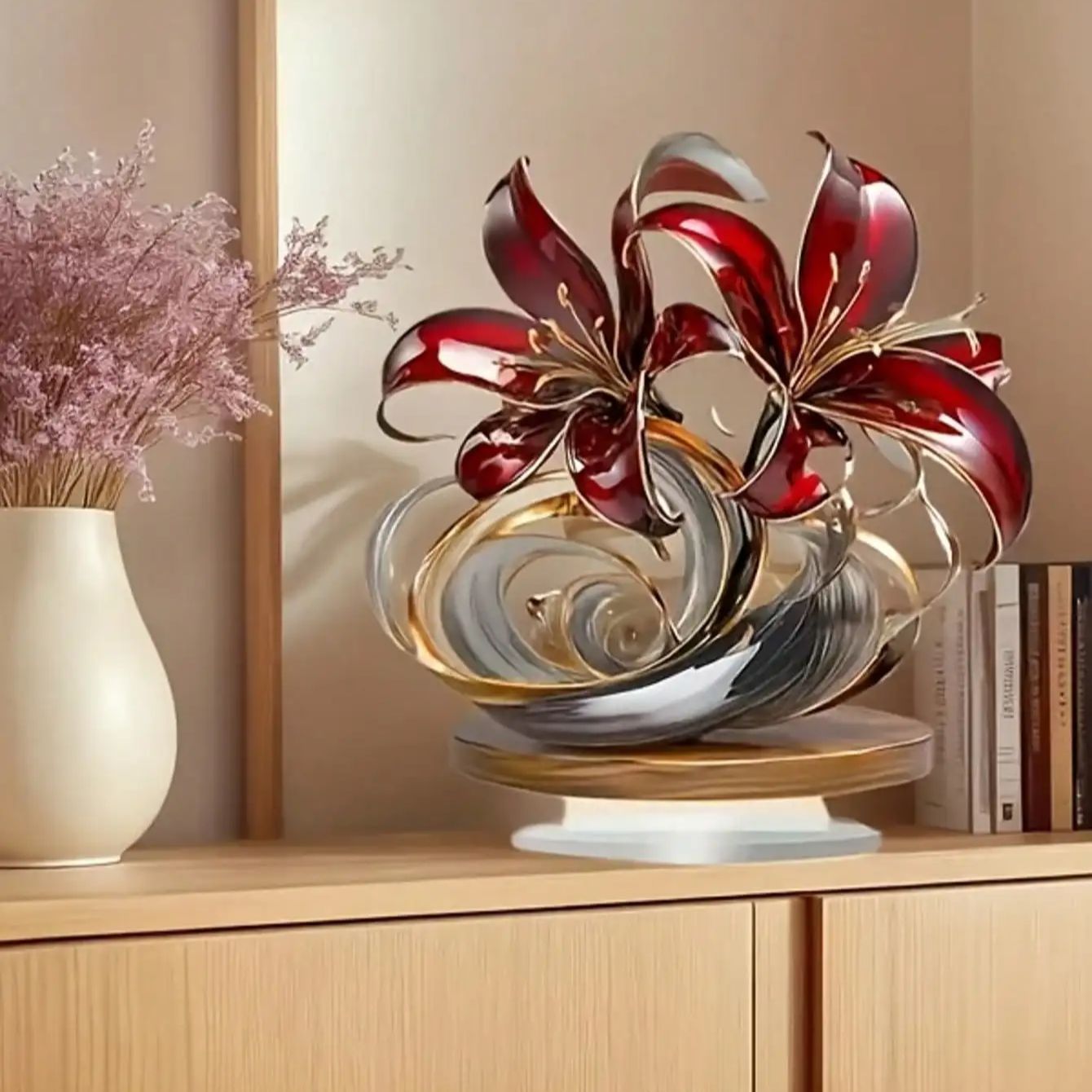 Versatile Home, Office, Cafe Decoration Featuring Bohemian Red Lily