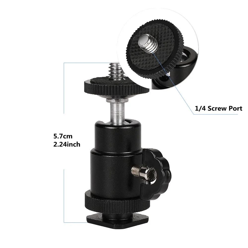 Universal DSLR Phone Clip Hot Shoe Mount with 1/4-Inch Thread