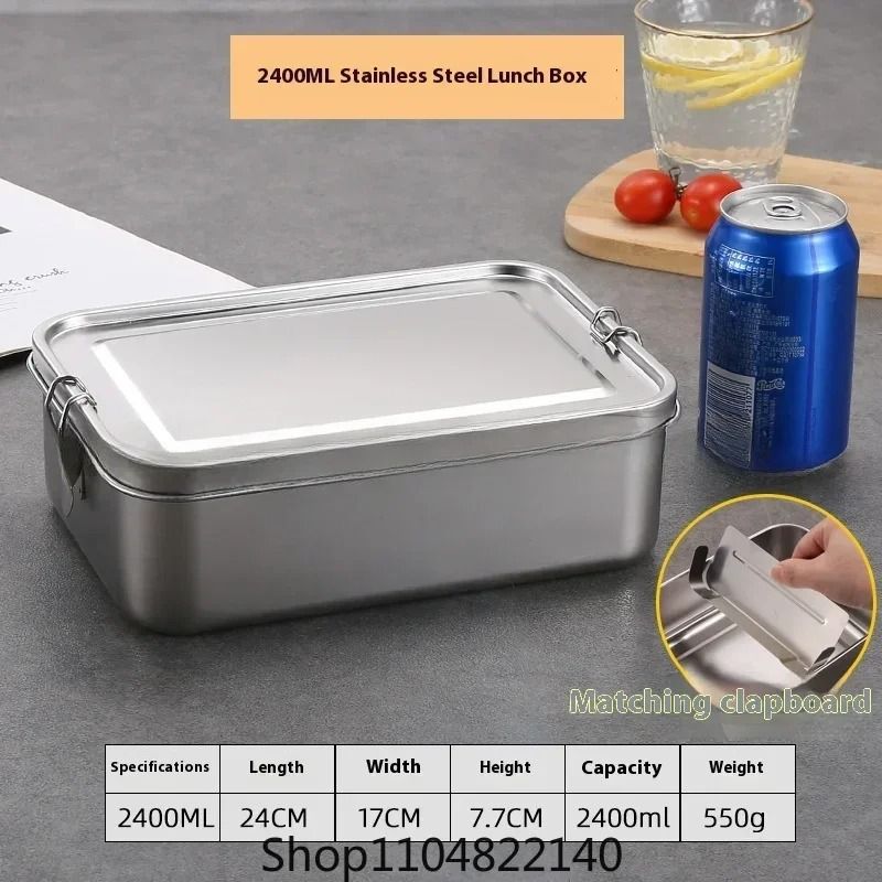 Stainless Steel Lock-Clip Bento Lunch Box Meal Prep Container