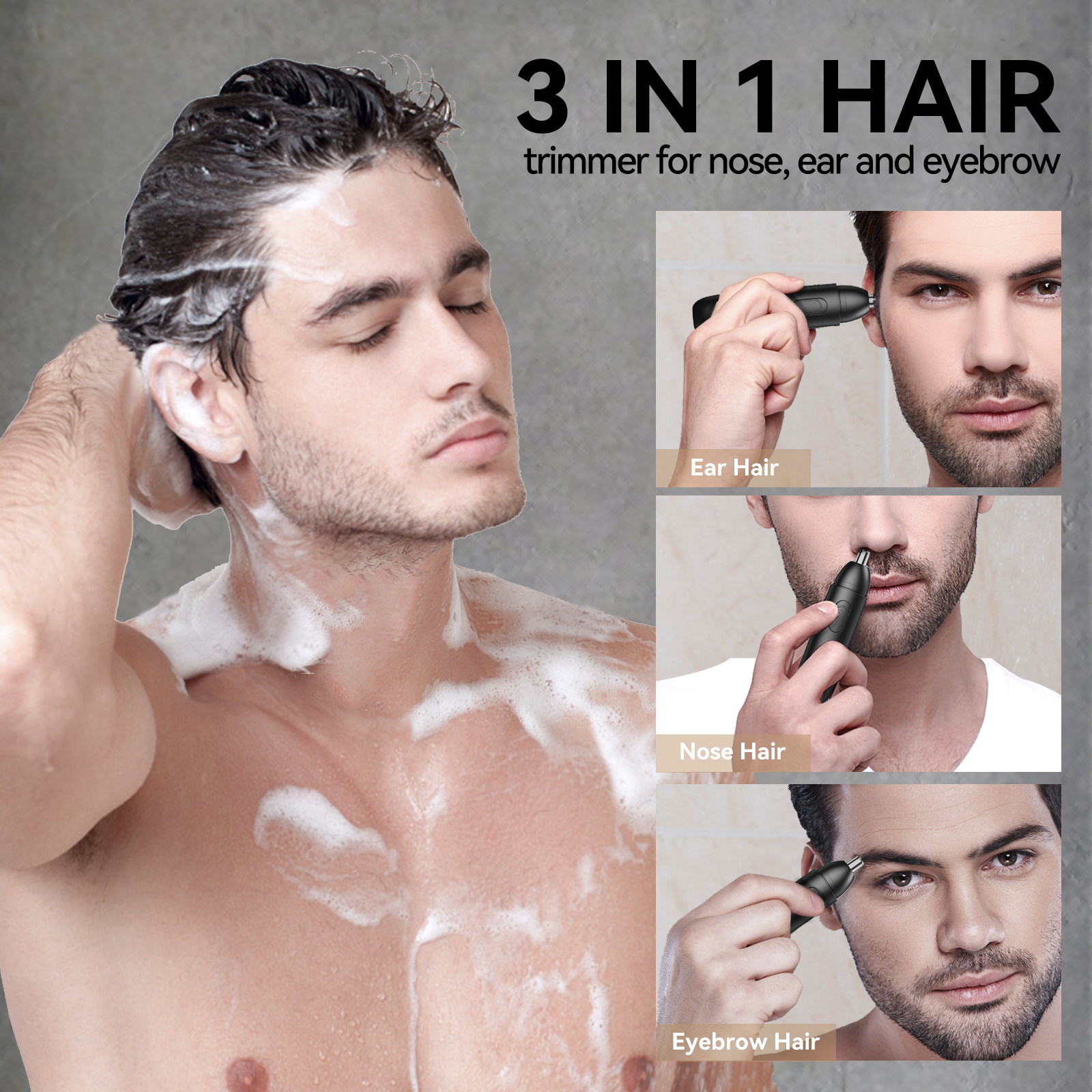 Rechargeable Nose Hair Trimmer for Men, 360 Rotating Dual Blade Electric Shaver Painless & Safe for Eyebrows & Ears