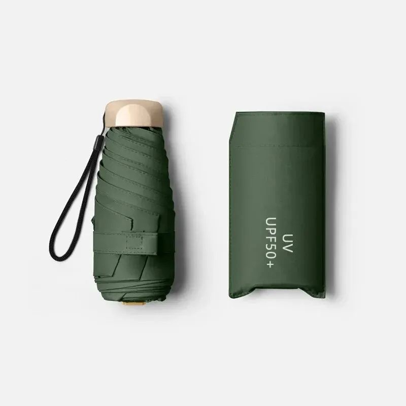 Mini Sun Umbrella, Pocket Rain Umbrella with UV Protection, Windproof & Waterproof Folding Capsule Parasol