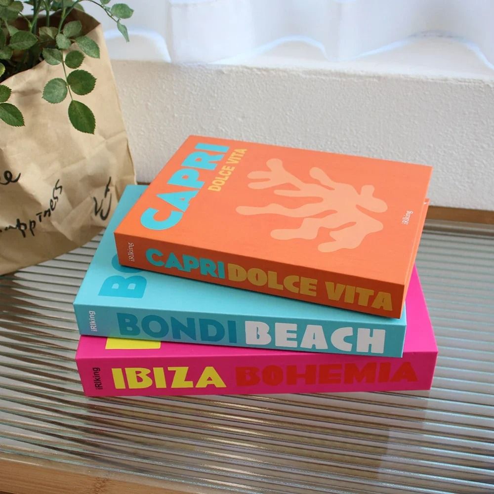 Luxury Decorative Fake Books Set – 3pc Modern Bookshelf Ornaments – Aesthetic Coffee Table Decor (Not Open)