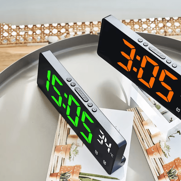 Voice Control LED Digital Alarm Clock – Temperature Display Desk Clock with Night Mode