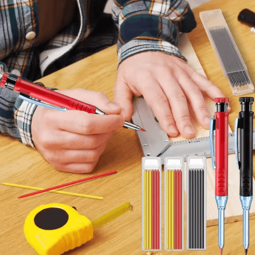 2.8mm Carpenter Mechanical Pencil Set – Long Head Marking Tool with Sharpener