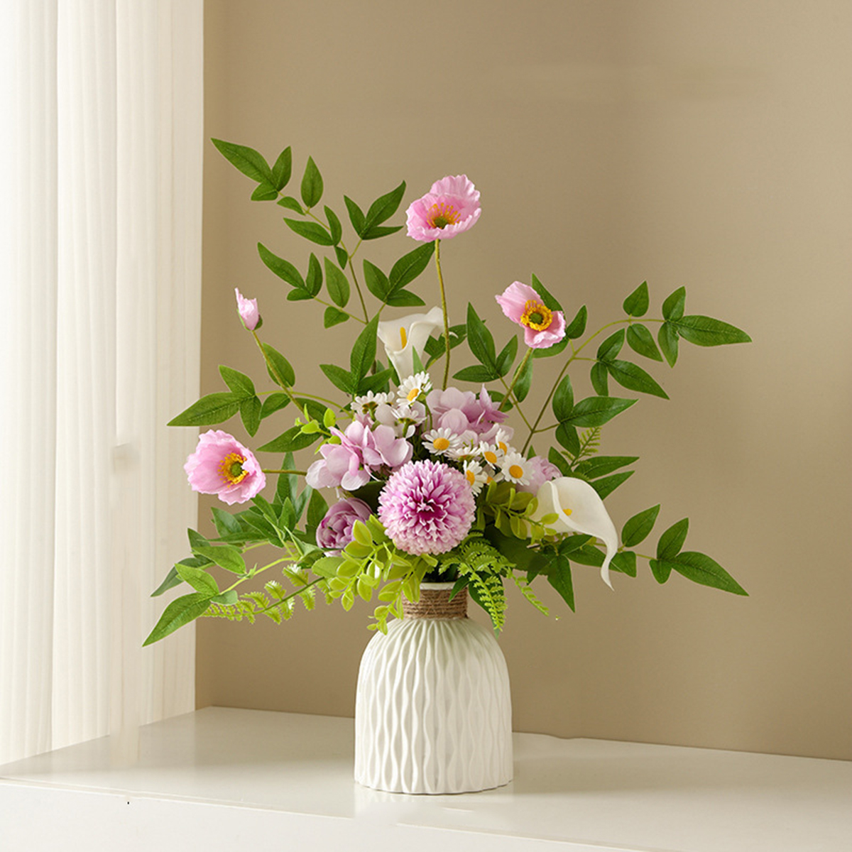 Water Ripple Plastic Vase, Modern Nordic Style Wave Flower Pot for Living Room Decoration