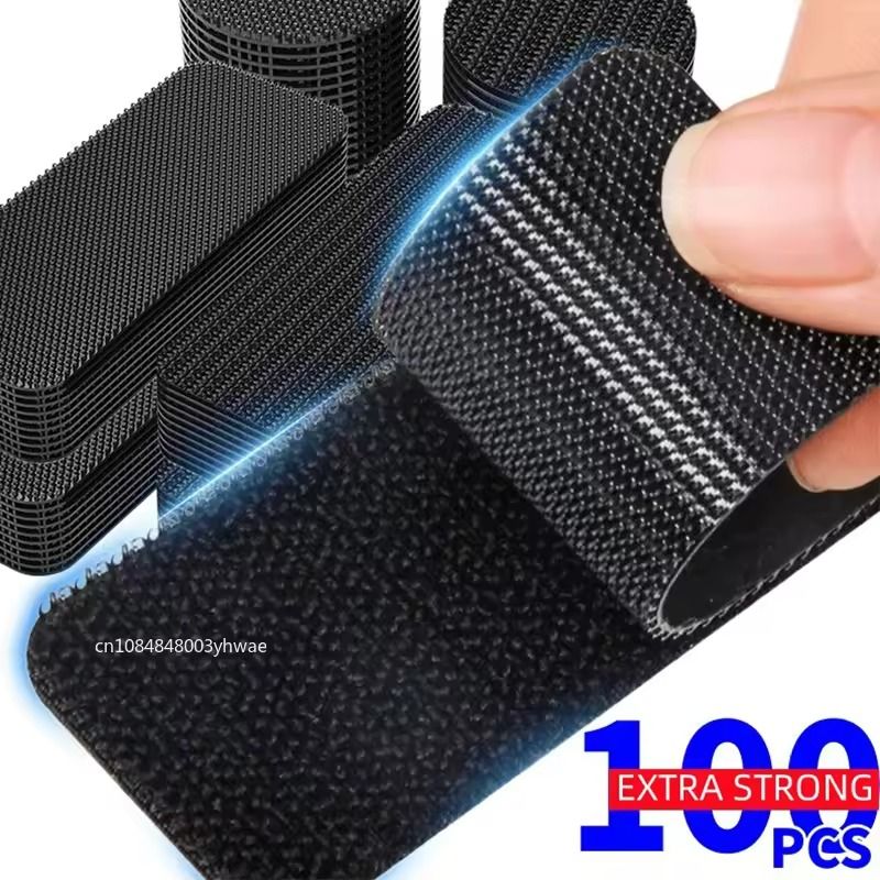 Extra Strong Adhesive Hook-and-Loop Fastener Tape – Double-Sided Carpet & Mounting Stickers (1–100PCS)