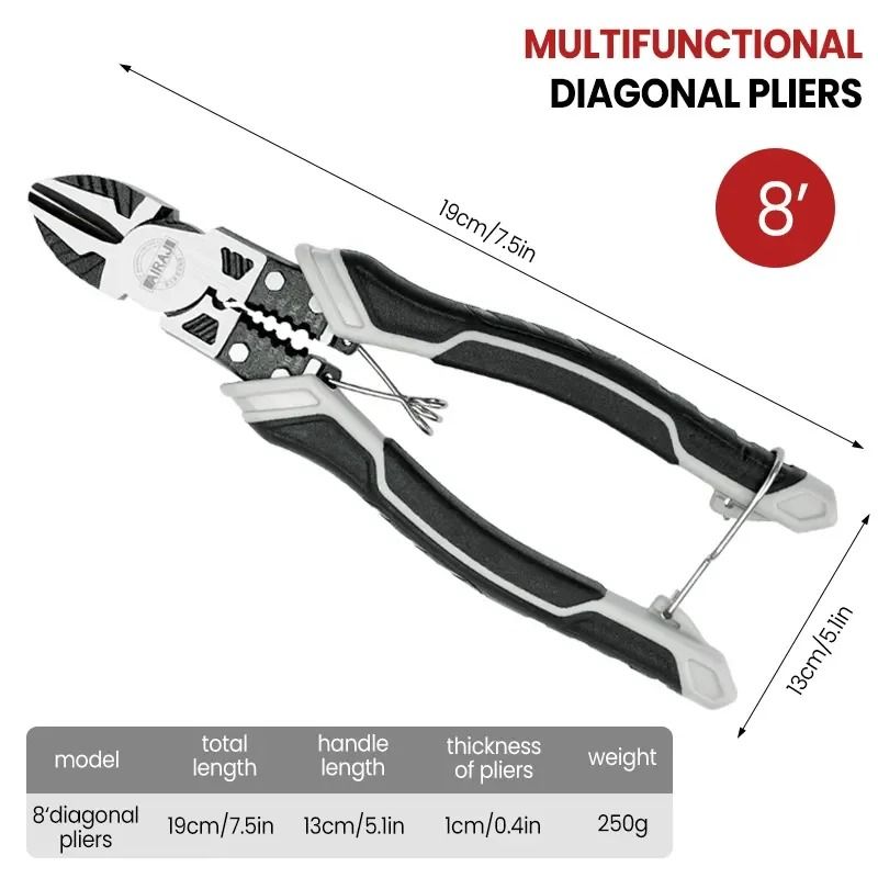 AIRAJ Multifunctional Diagonal Pliers Universal Wire Cutters Anti Slip Electrician Tool