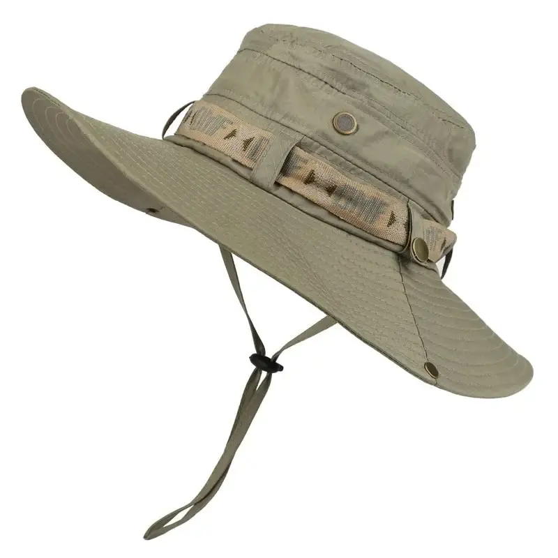 Summer Mens Bucket Hat for Outdoor UV Protection Wide Brim Panama Safari Hat for Hiking, Fishing, and Beach