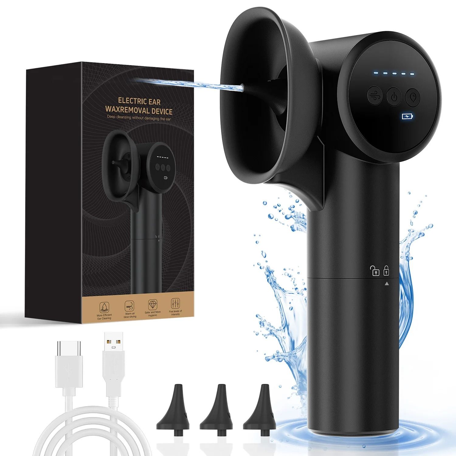 Ear Wax Removal Kit with Adjustable Pressure Spray and Wastewater Tank