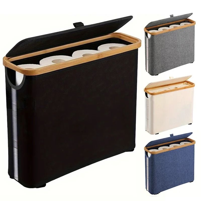Foldable Bathroom Toilet Paper Storage Basket with Cover