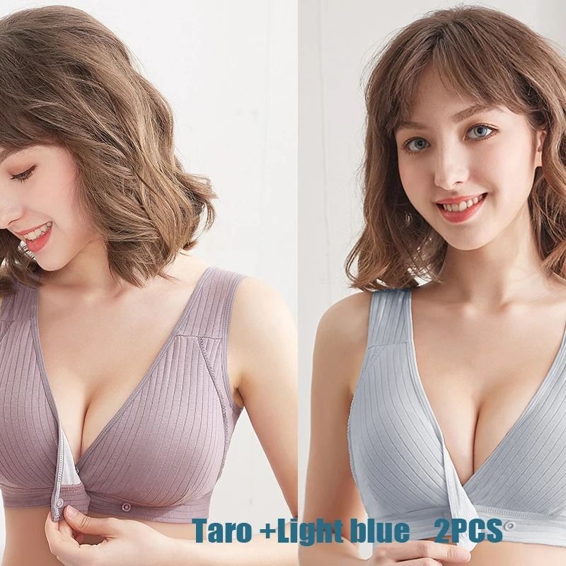 Womens Summer Cotton Thin Front Buckle Bra with Clustering Support and Comfortable Vest Style Underwear