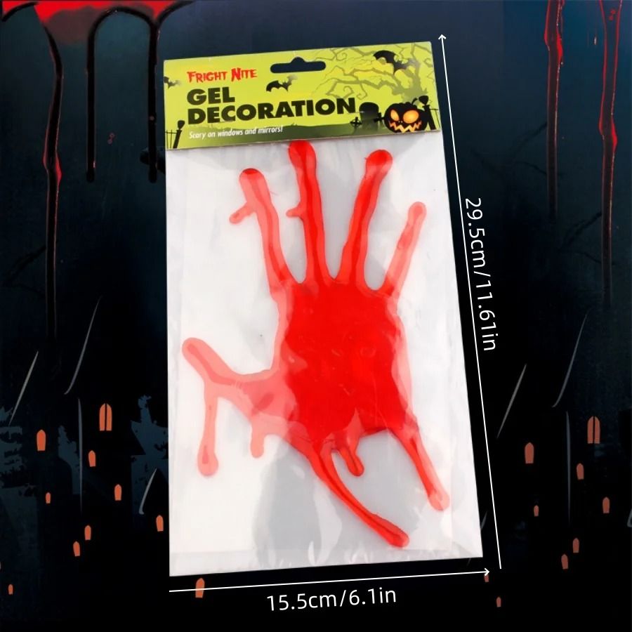 Static Cling Halloween Window Sticker With Blood Handprint Design