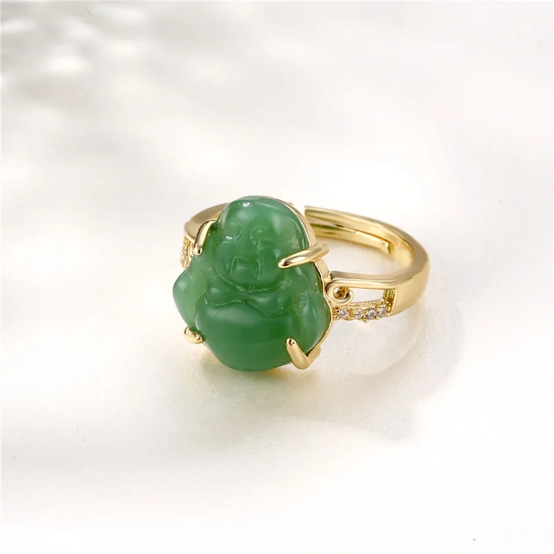 Charm Green Series Natural Tunable Religious Ring for Men and Women Jewelry Accessories