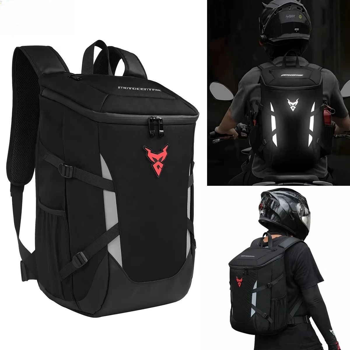 Waterproof Motorcycle Backpack with Helmet Holder and Laptop Compartment