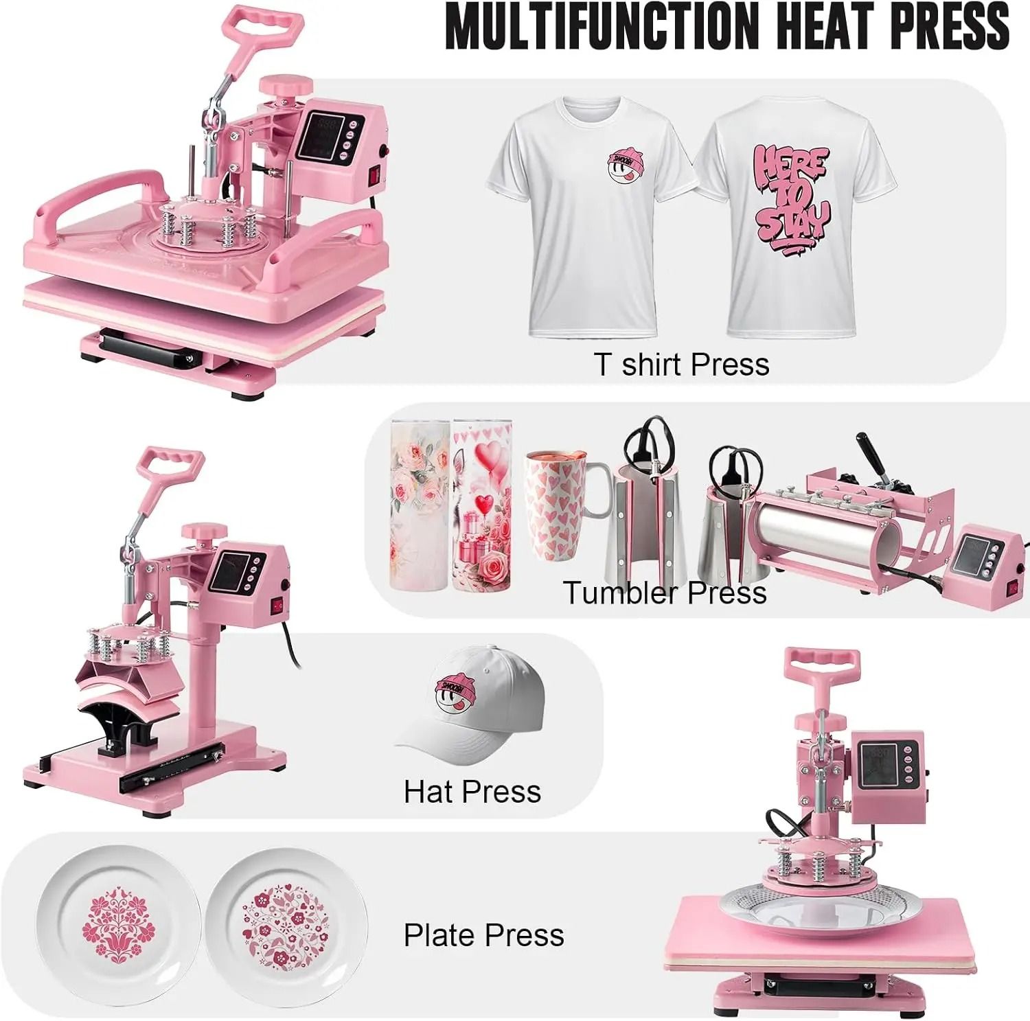 Multifunction Heat Press Machine for T Shirts Mugs Hats and Plates