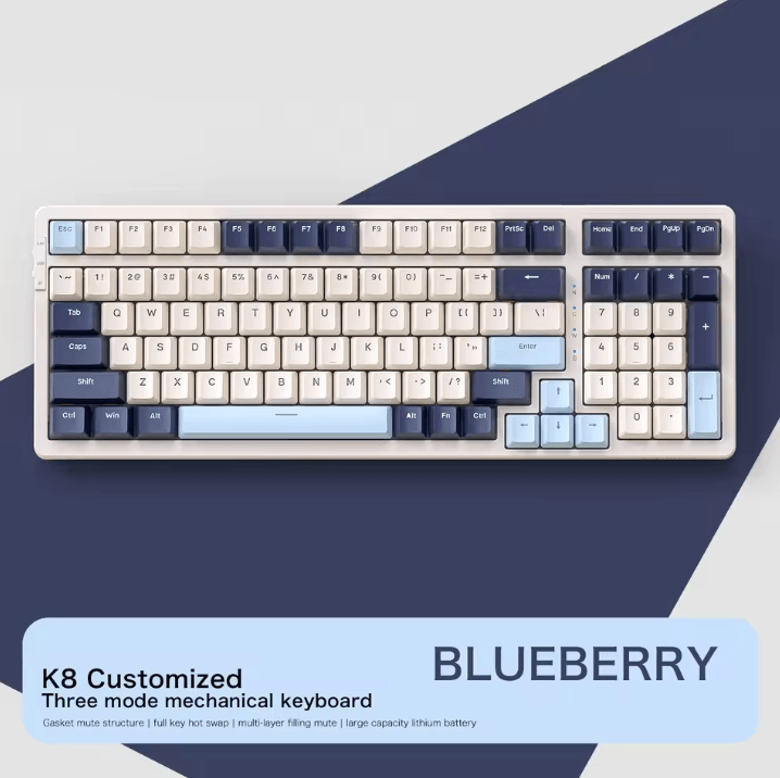 K8 Wireless Mechanical Keyboard with Tri Mode Connection Full Key Hot Swap and Lighting Effects
