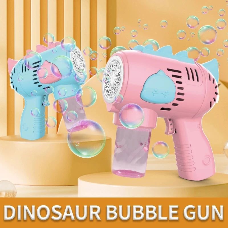 Dinosaur Bubble Gun Automatic Bubble Machine with Lights - Light Up Bubble Blower for Kids Outdoor Fun