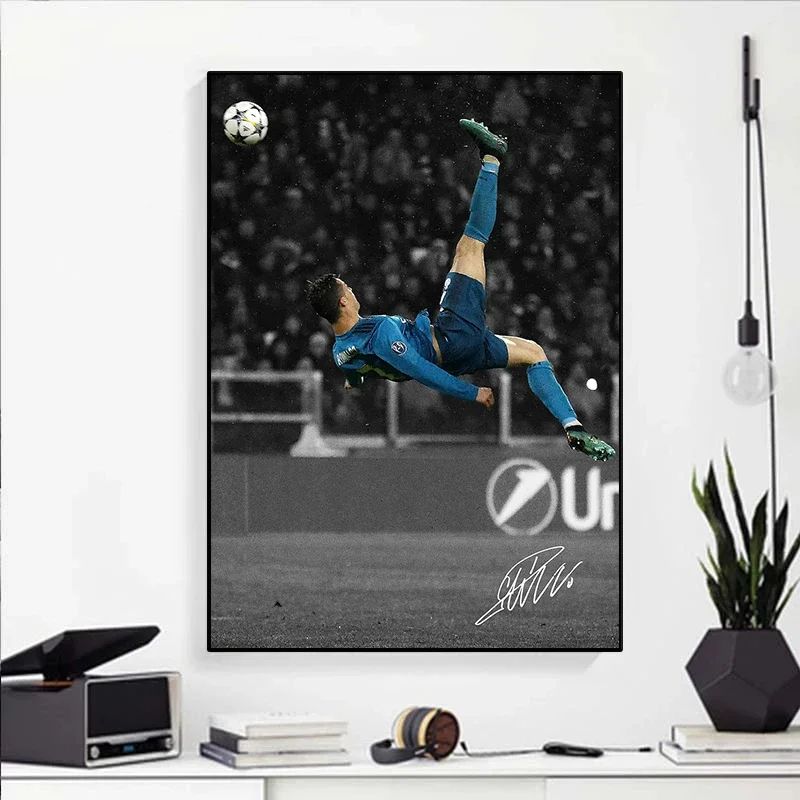 Modern Soccer Player Canvas Wall Art – soccer wall art Portrait Poster for Bedroom & Living Room Decor