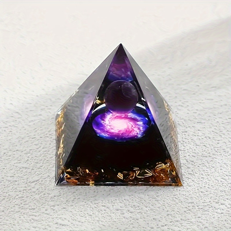 Attract Wealth and Relieve Stress with Homeopathic Amethyst Crystal Ball Pyramid, Raw Stone Home Decor