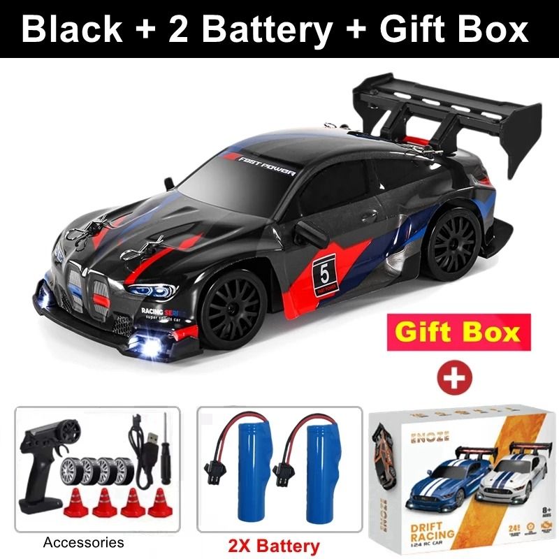 4WD RC Drift Car with LED Lights Rechargeable Remote Control Racing Toy
