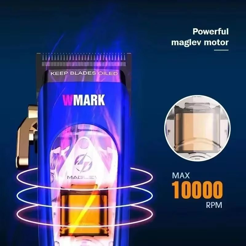 WMARK NG-9004 Professional Hair Clipper – BRDCLIP M3T Electric Trimmer with DLC Blade for Barbers and Home Use