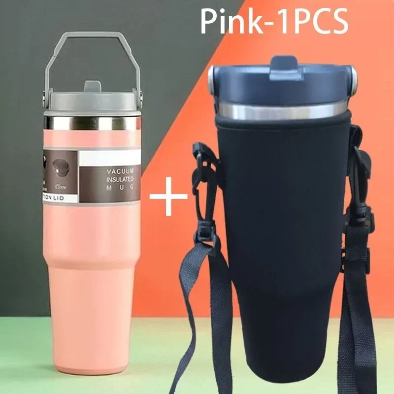 20oz/30oz Thermal Water Bottle With Straw Stainless Steel Car Coffee Mug Vacuum Flask Tumbler