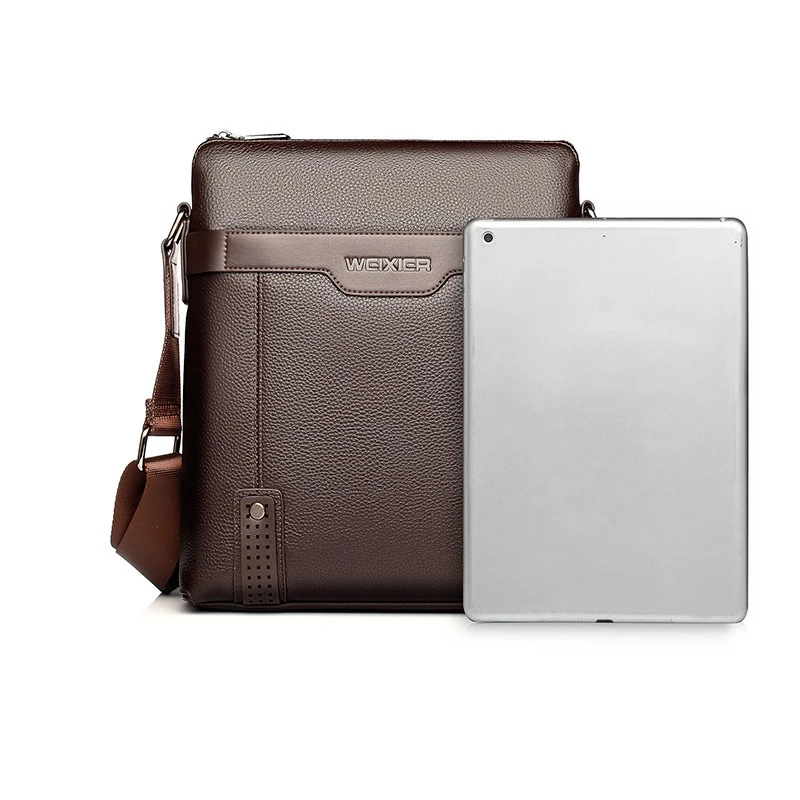 Solid Color Leather Crossbody Bag for Men Black & Brown Large Capacity Shoulder Bag for Work Travel & Business