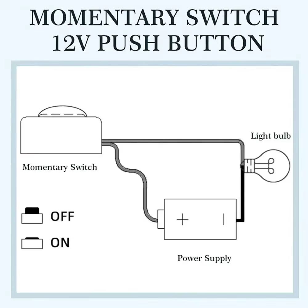 Mini Surface-Mount Momentary Push-Button On/Off Switch (12 V/24 V)