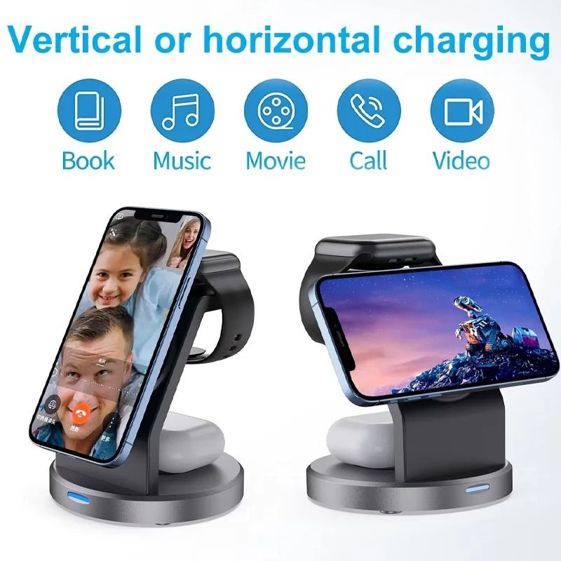 3-in-1 Magnetic Wireless Charger – High-Speed MagSafe Charging Station