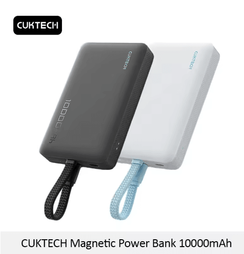 CUKTECH WPB100L Magnetic Power Bank 10000mAh with Built-In Cable and 7.5W Wireless Charging