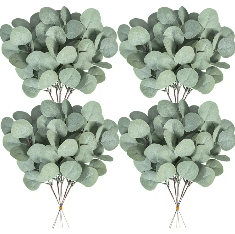 10PCS Silk Eucalyptus Leaves Stems – Artificial Greenery for DIY Decor & Floral Arrangements