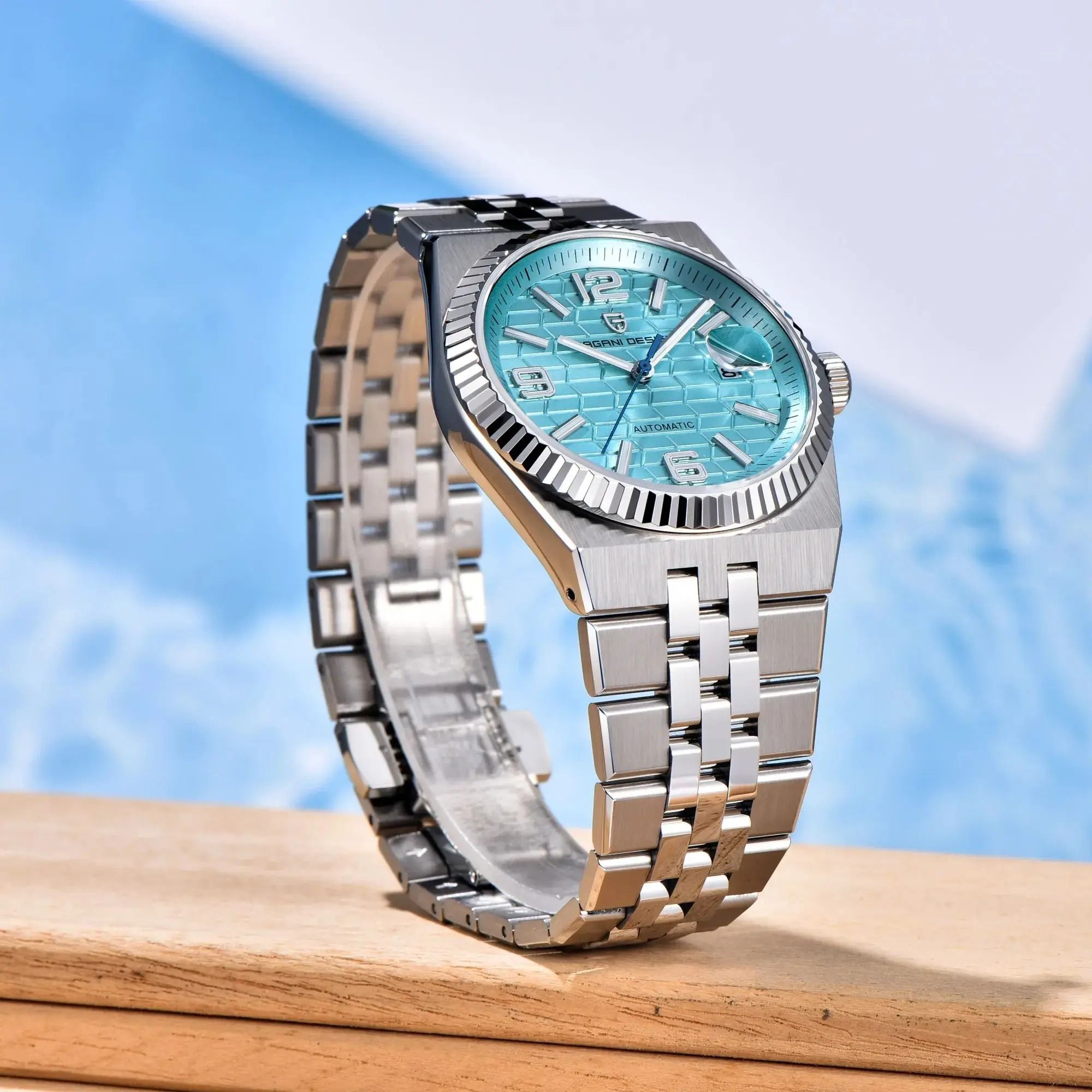 3D Rhombus Dial Automatic Watch – High-Precision Mechanical Stainless Steel Timepiece