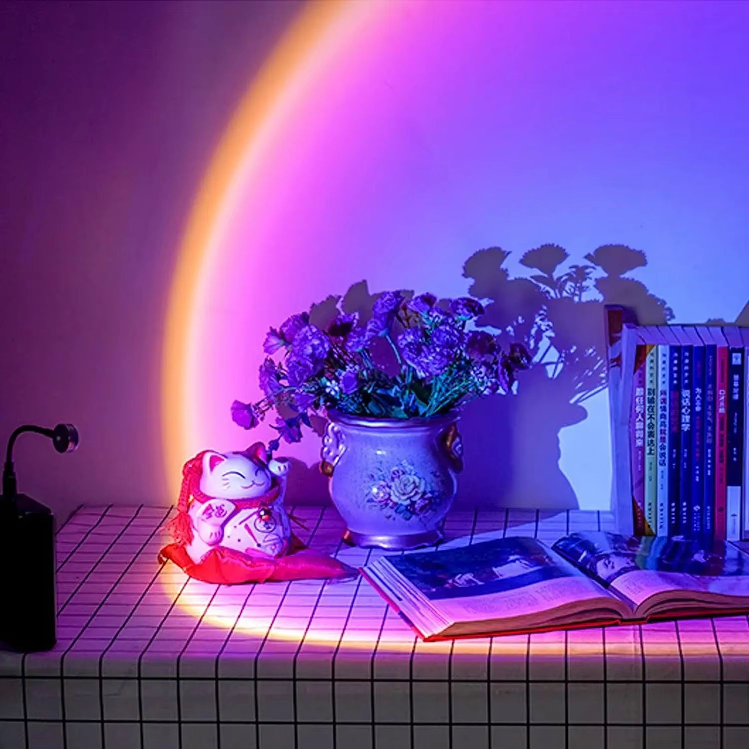 USB Room Photo Atmosphere Light with Sunset Projection LED Mood Lamp