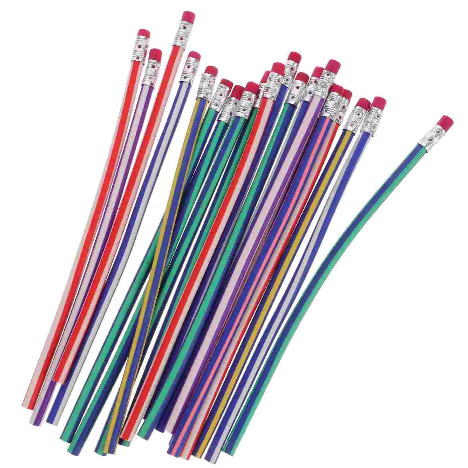 20pcs Flexible bendable pencils Colorful PVC kids writing pencils for School and Classroom Rewards