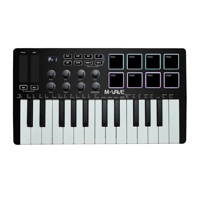Pad Controller Keyboard USB Key with Drum Pads, 8 Knobs, Music Production Software, Wireless Bluetooth MIDI Keyboard
