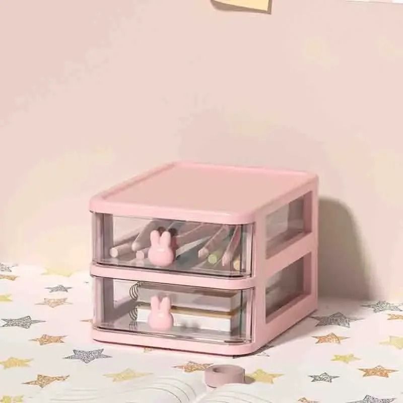 Multi Tier Clear Stacking Drawer Organizer Modular Desktop Storage Box